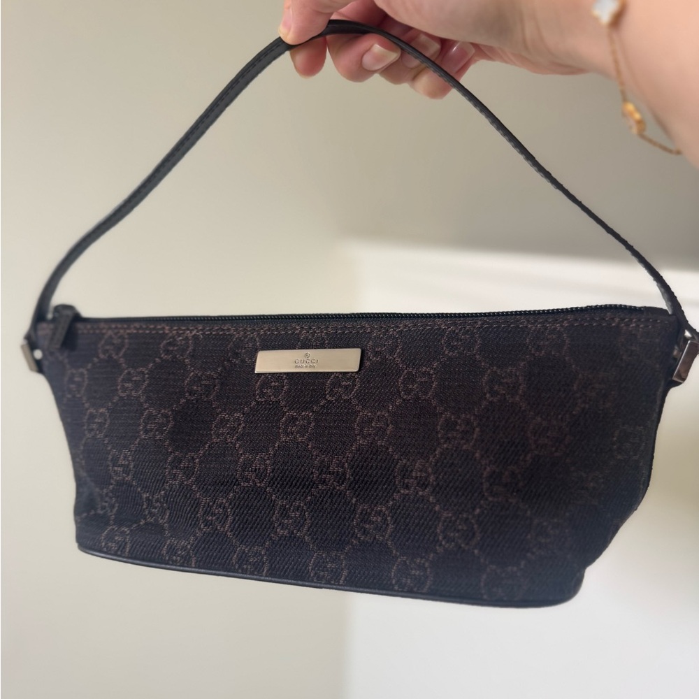 Authentic Gucci GG Canvas Brown 07198 Accessory Pouch/pochette